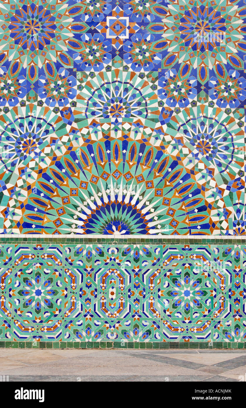 Mosaik-Details, die Hassan II Moschee in Casablanca, Marokko Stockfoto