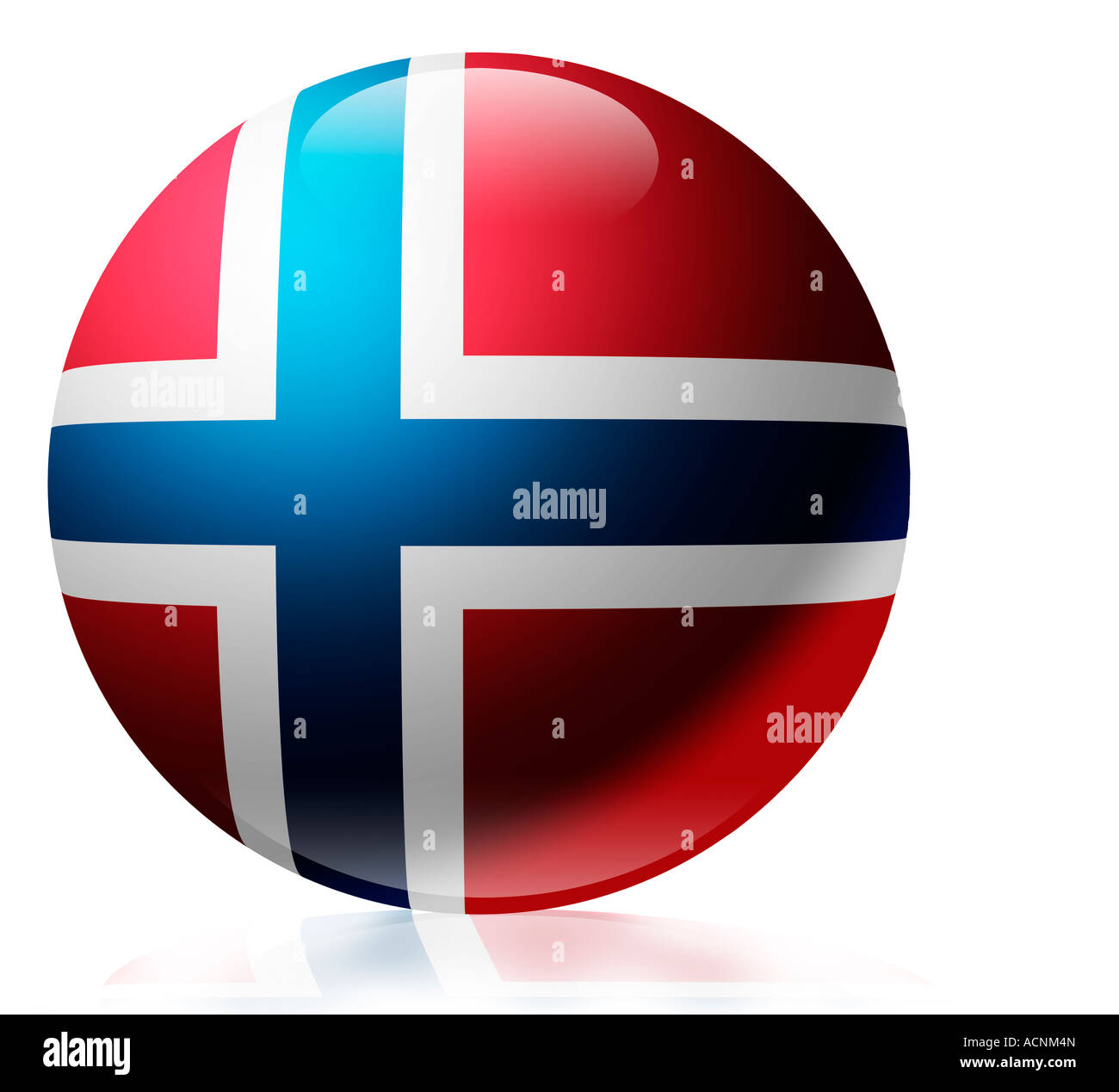 Norwegen-Flagge als eine Glaskugel Stockfoto