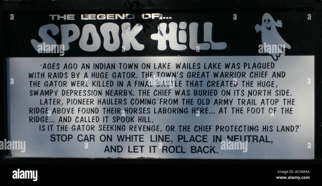 Spook Hill Zeichen im Polk County Florida USA Stockfoto