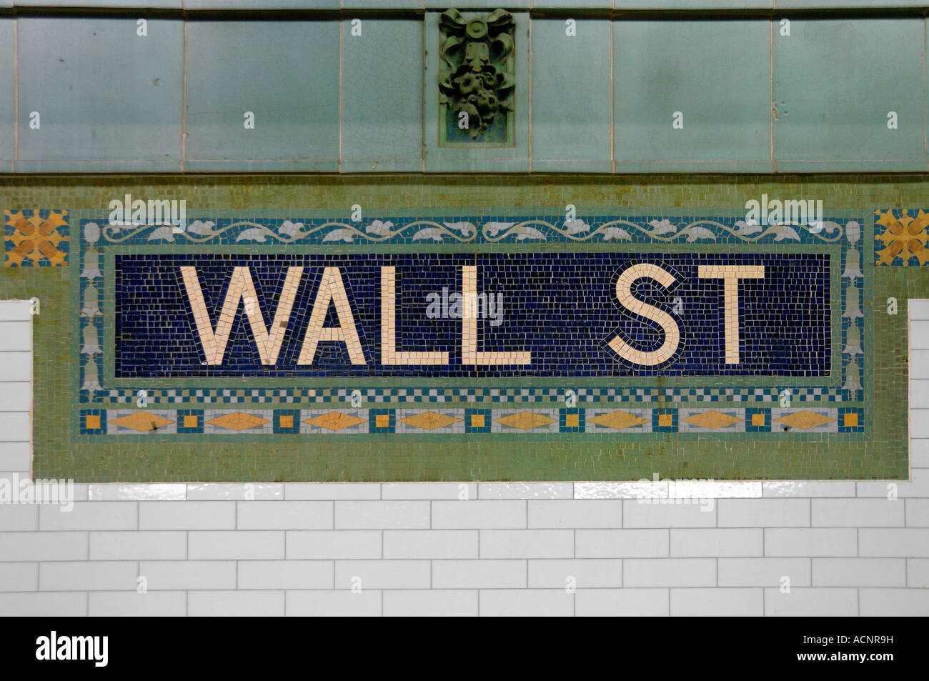 Wall Street U-Bahn Station Mosaik New York USA Stockfoto