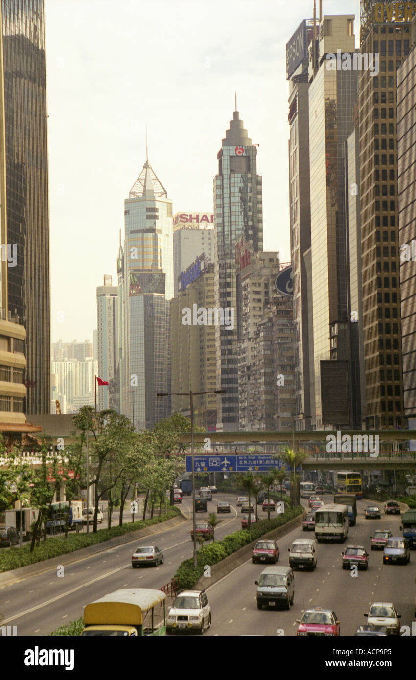 Gloucester Road im Stadtteil Wan Chai in Hong Kong Stockfoto