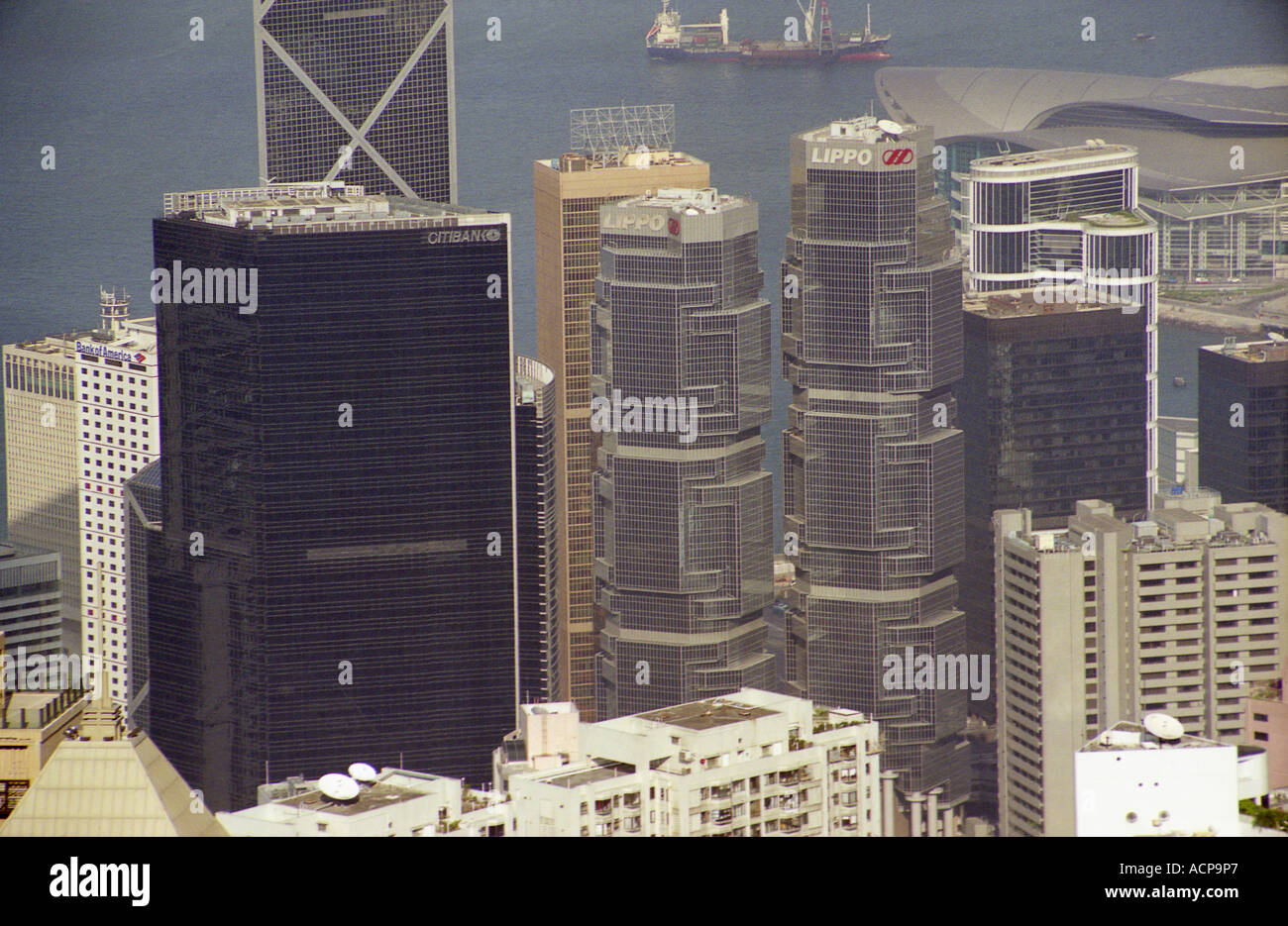 Blick auf Hong Kong Stadt von Victoria Peak Stockfoto