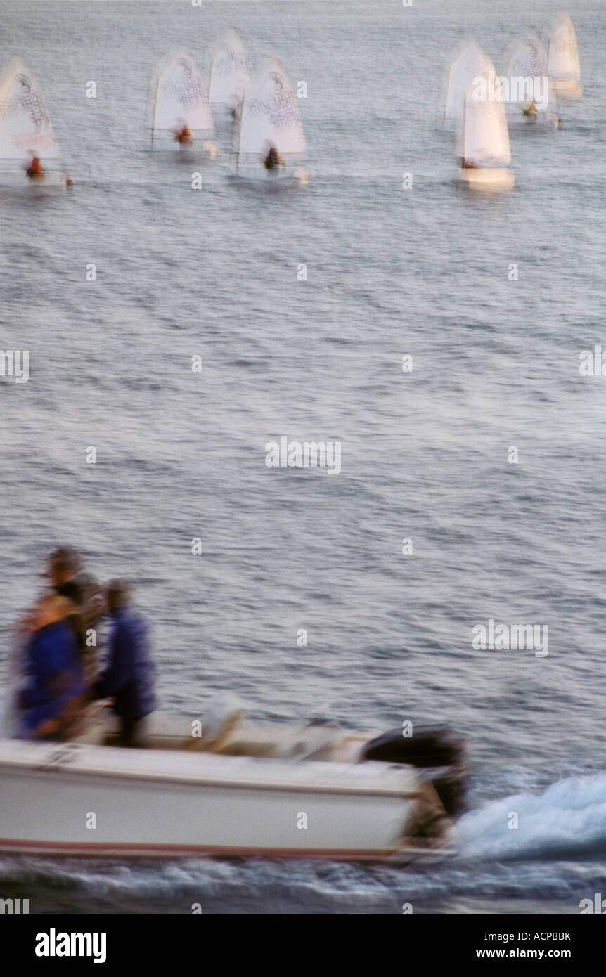 Bermuda Hamilton Hafen Segelboote Segelboote verwischen Bewegungen Stockfoto