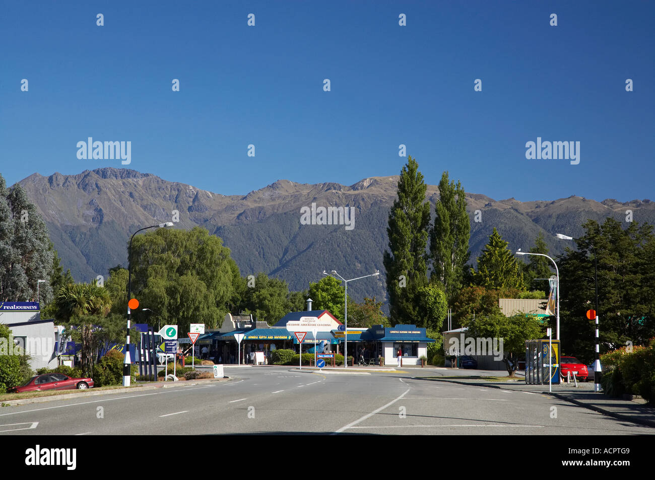 Am Seeufer fahren Te Anau Fjordland Südinsel Neuseeland Stockfoto