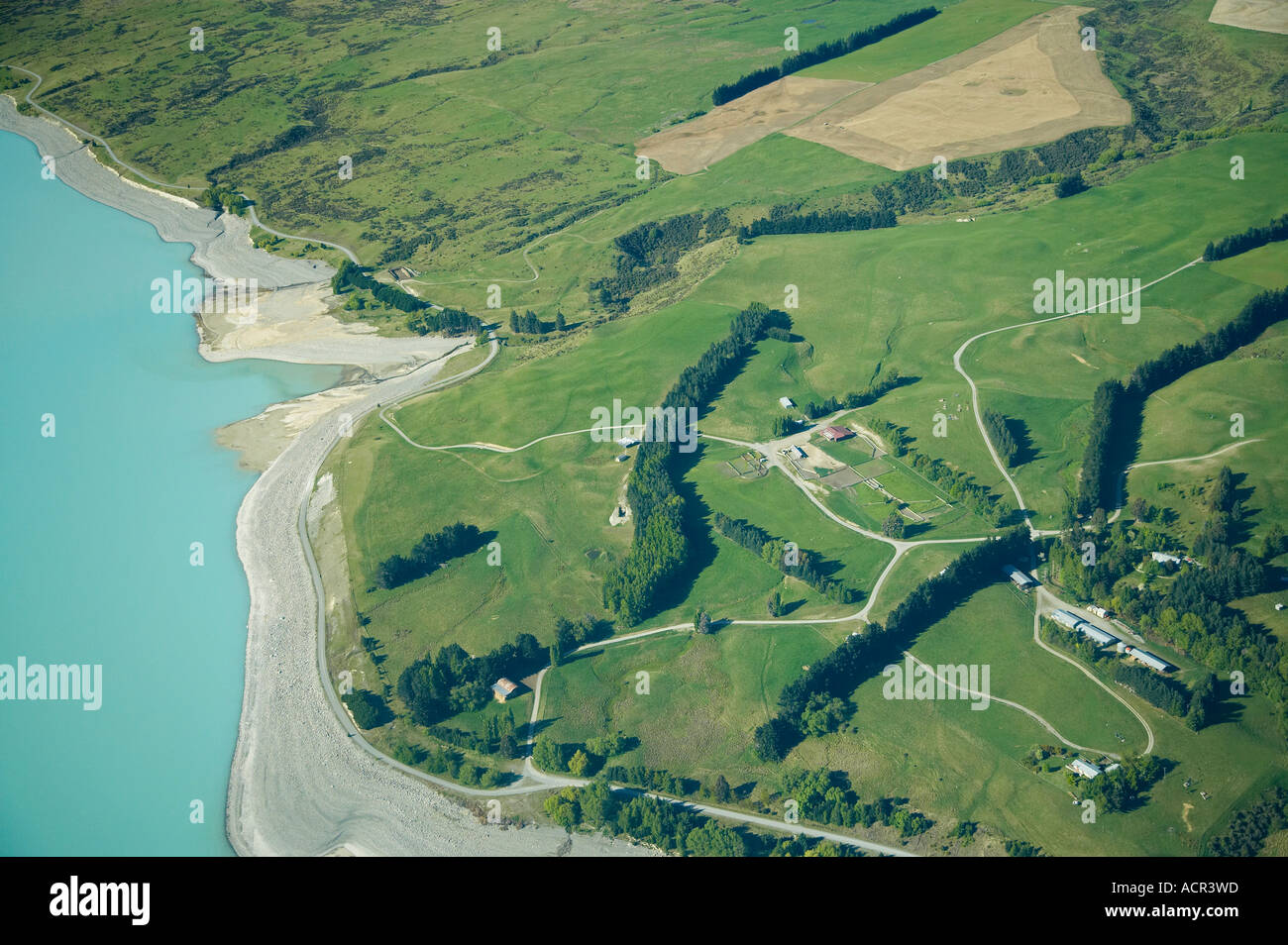 Braemar Station in der Nähe von Lake Pukaki Mackenzie Country Südinsel Neuseeland Antenne Stockfoto