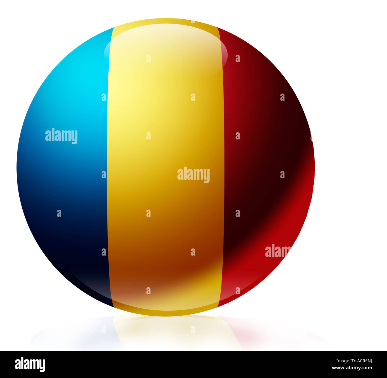 Rumänien-Flagge als eine Glaskugel Stockfoto