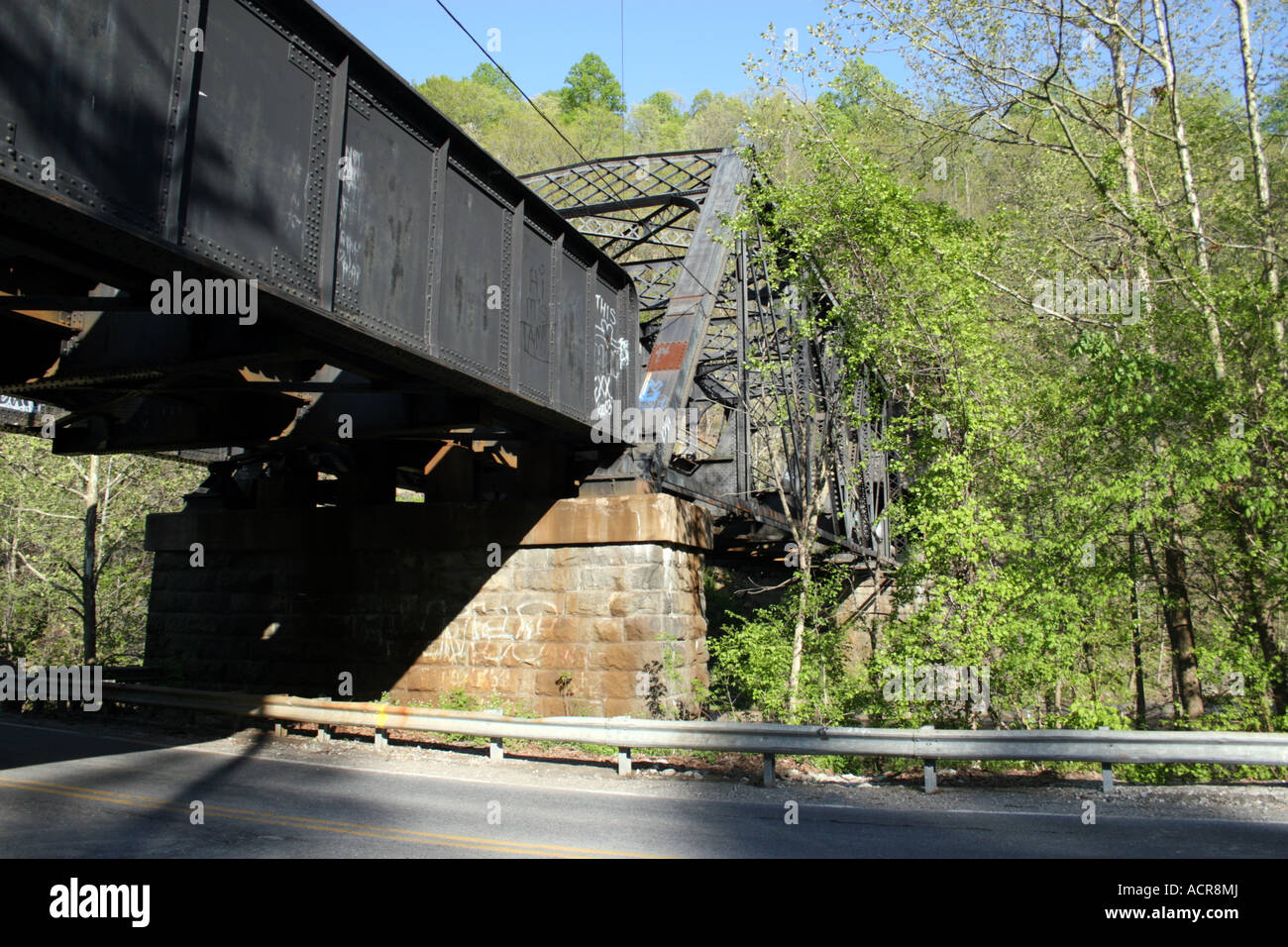 Seitenansicht des und eiserne Balkenbrücke Railroad in Baltimore Maryland USA Stockfoto