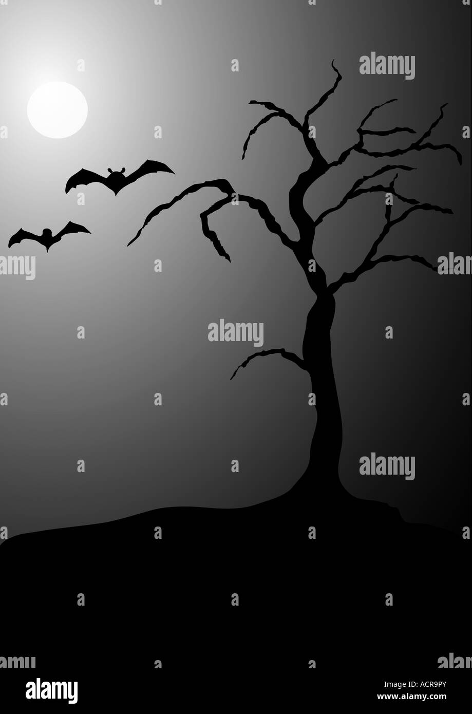 Halloween-Nacht-Szene Stockfoto