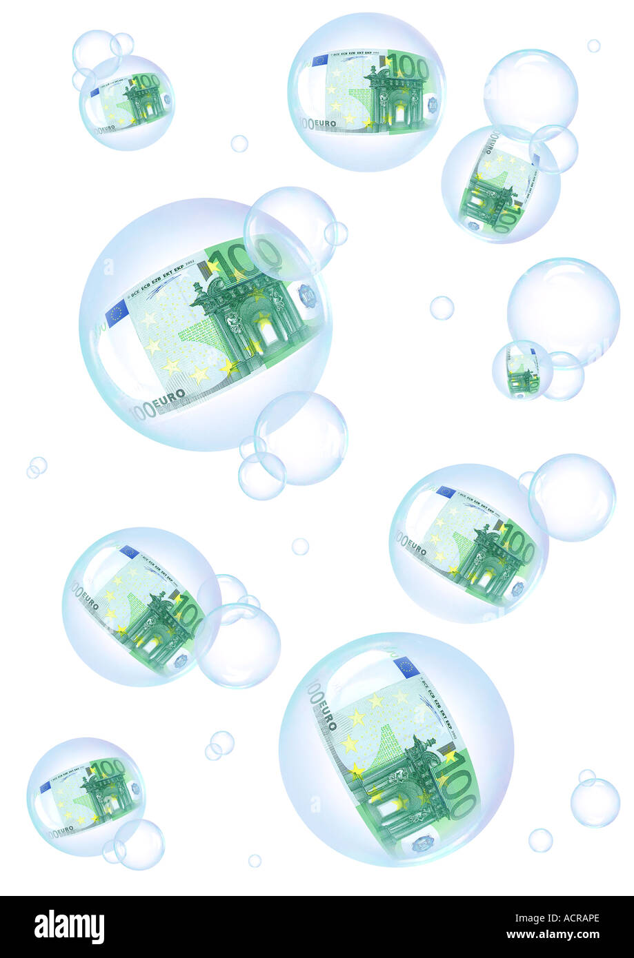 Seife Luftblasen mit 100 Euro Seifenblasen Mit 100 Euro Stockfoto