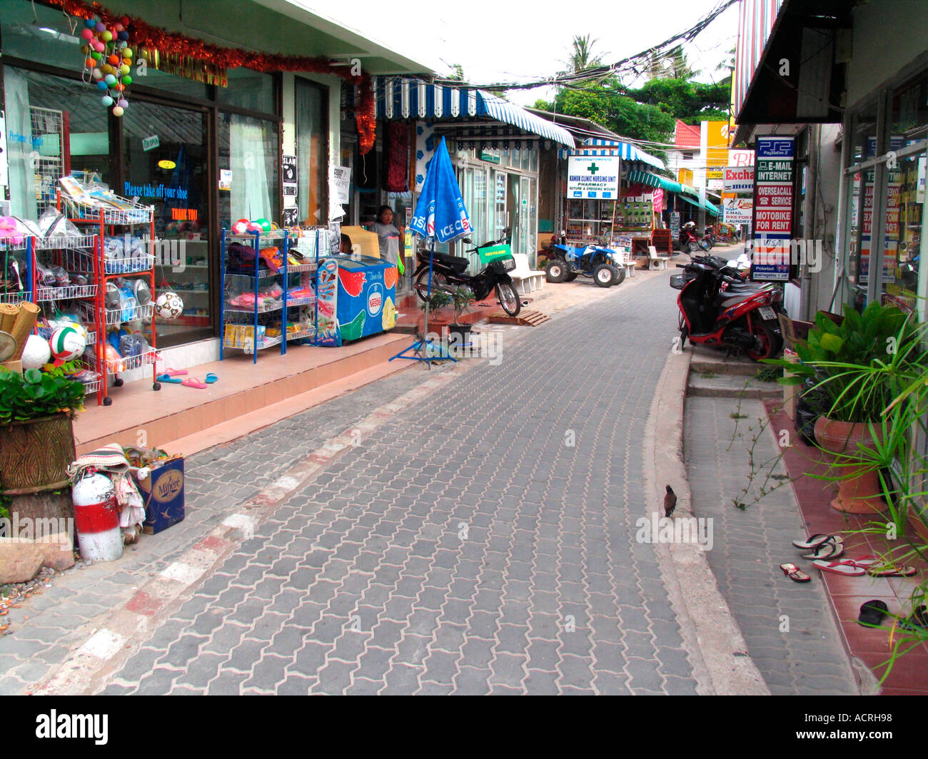 Shop-Linie Hat Sai Ri Strand Koh Tao Insel Thailand Stockfoto