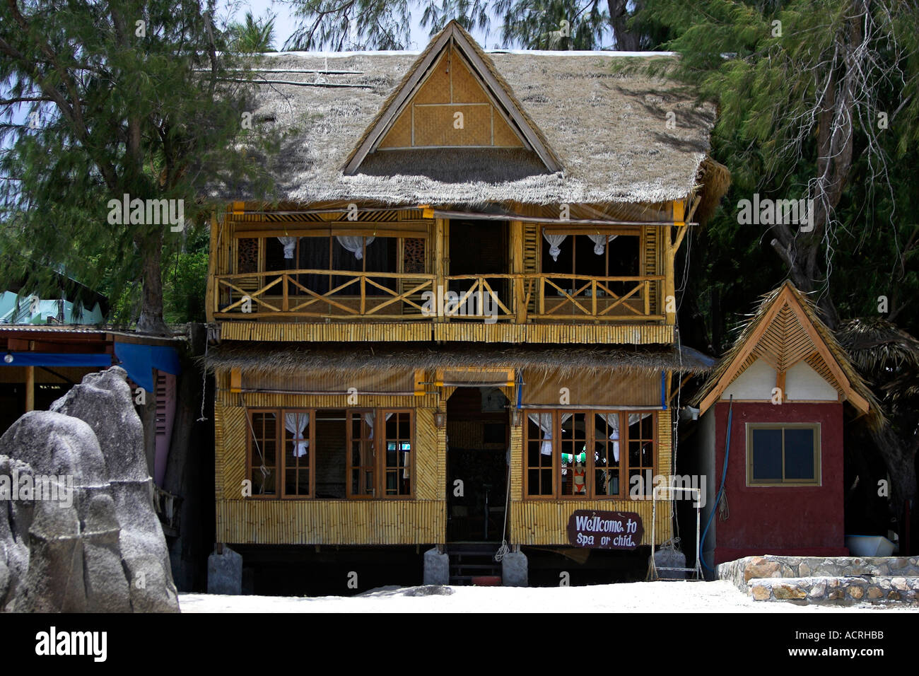 Bambusfurnier Orchidee Kurhaus Hat Sai Ri Strand Koh Tao Insel Thailand Stockfoto