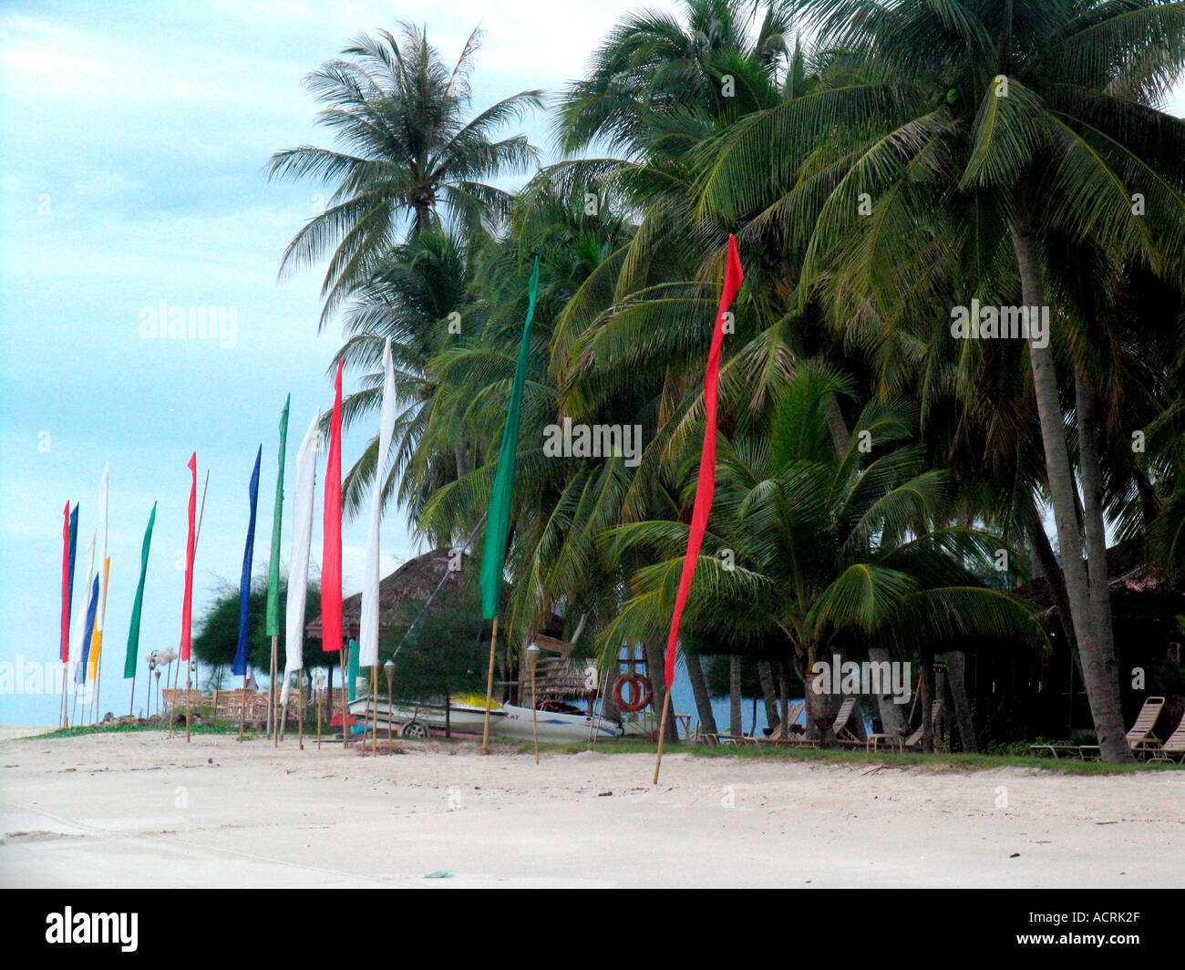 Pelangi Beach Resort Beachflags Pantai Cenang Pulau Langkawi Insel Malaysia Stockfoto