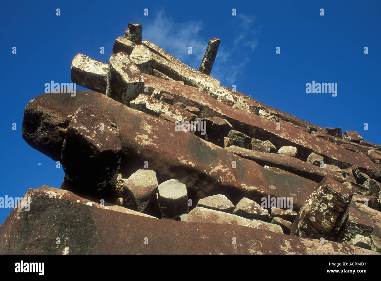 Pohnpei Mikronesien Nan Mandol Nan Douwas die Hauptstruktur Detail der Basalt Blockkonstruktion Stockfoto