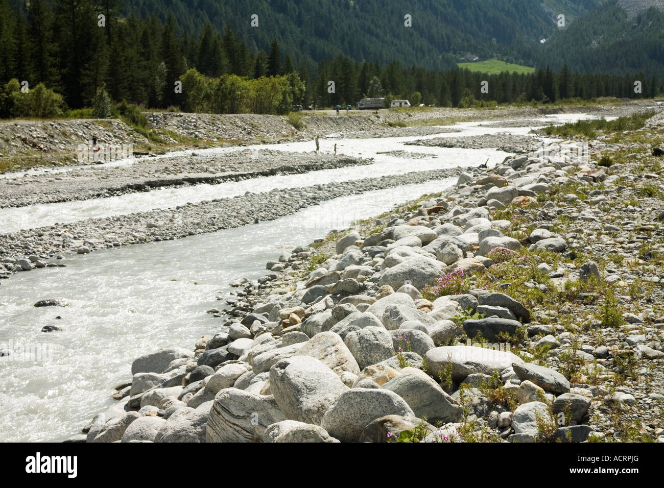 Dora Fluss, Monte Bianco, Valle d ' Aosta, Italien Stockfoto