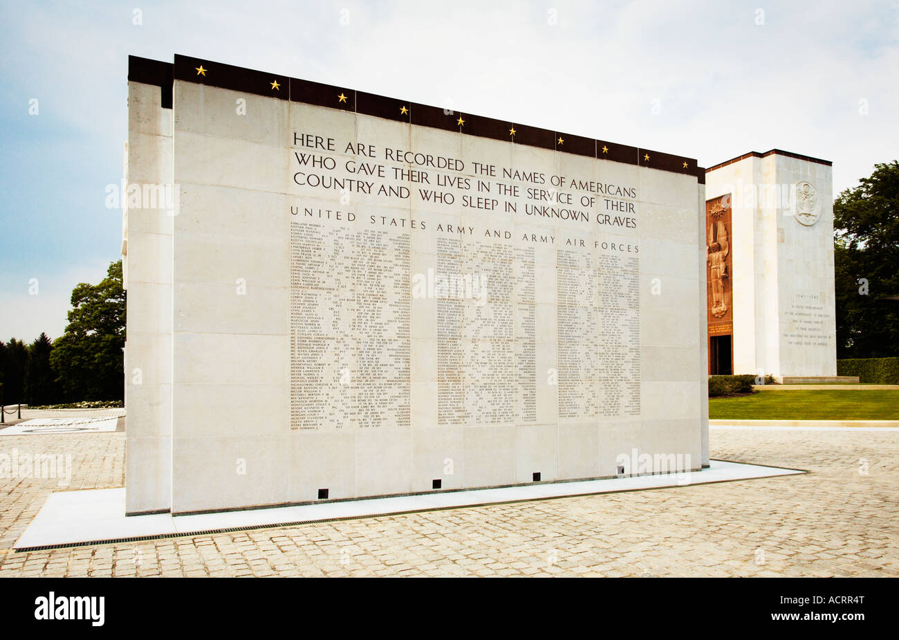 WW2 Missing in Action-Denkmal auf dem amerikanischen Soldatenfriedhof in Hamm, Stadt Luxemburg, Luxemburg, Europa Stockfoto
