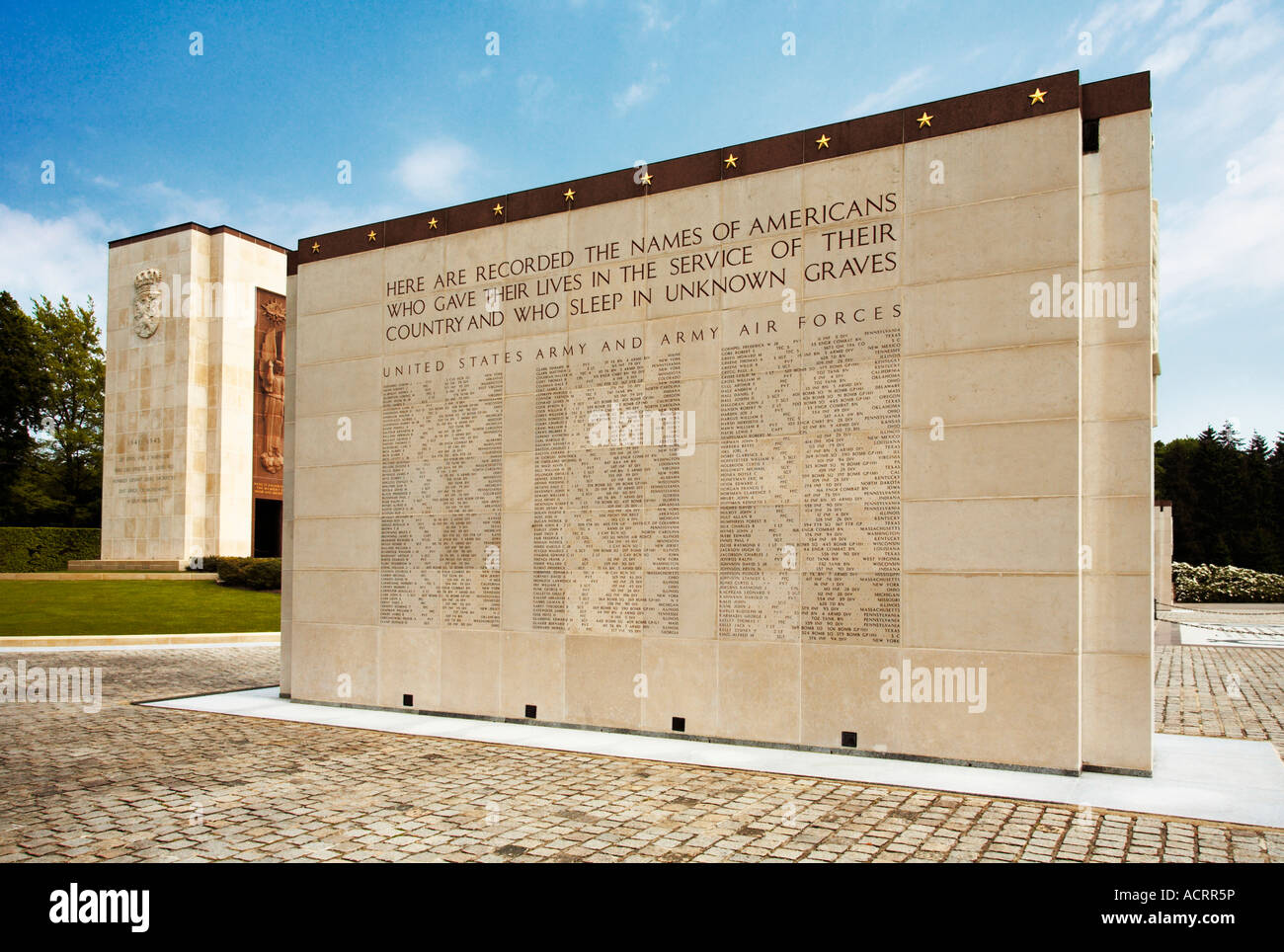 Missing in Action-Denkmal auf dem amerikanischen Militär Friedhof, Hamm, Luxemburg-Stadt Stockfoto