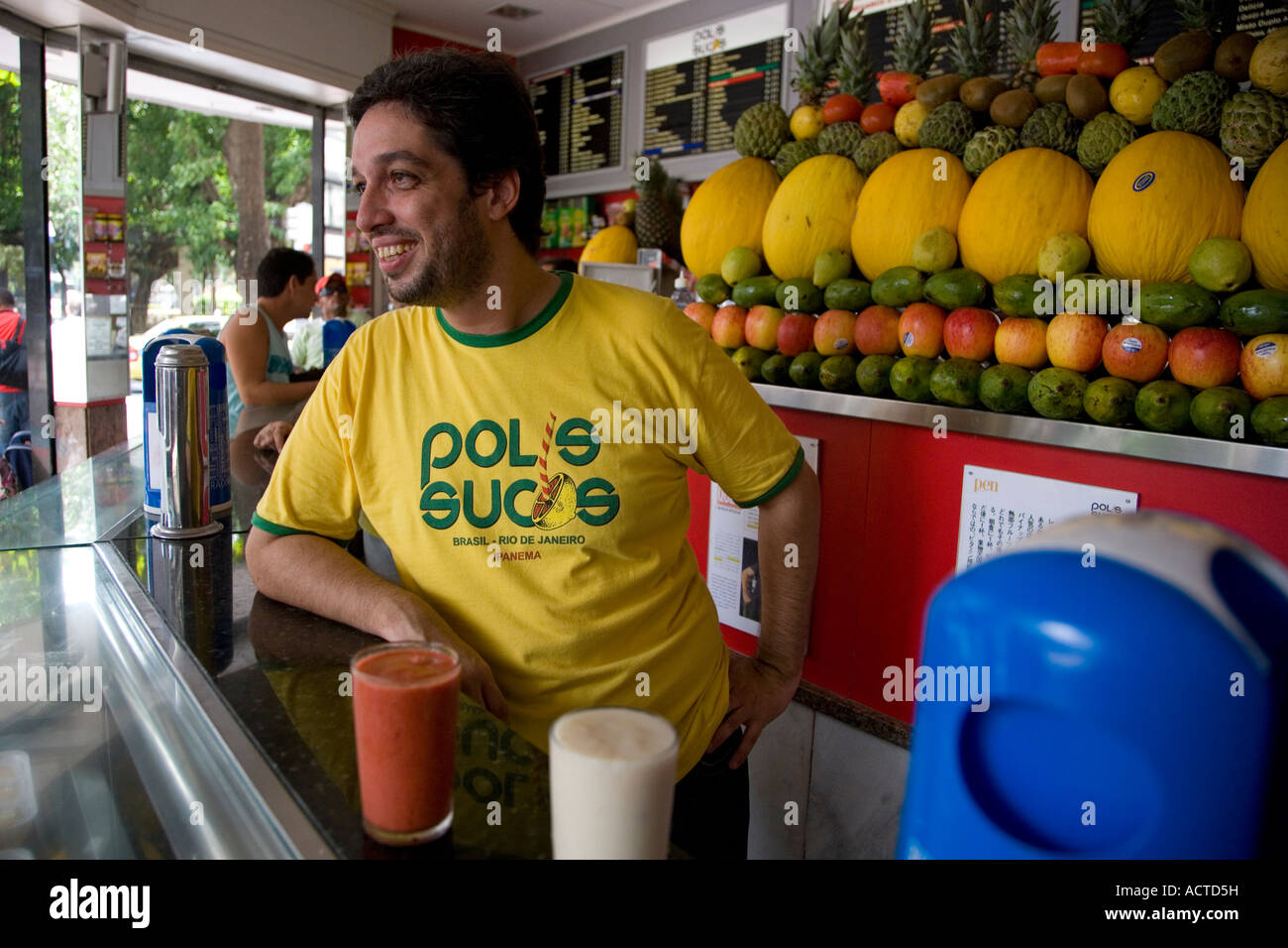 Brasilien Carlos Edvardo POLIS SUCOS Saft Bar Ipanema Rio de Janeiro Stockfoto