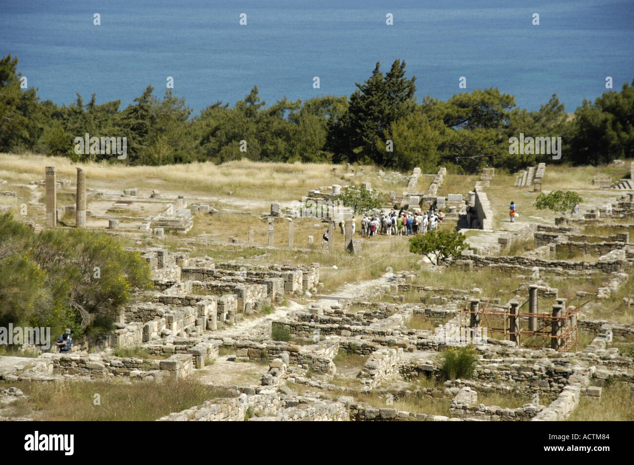 Antiken Griechenland Wände und Säulen im archäologischen Ruinen Website Kamiros Insel Rhodos Griechenland Stockfoto