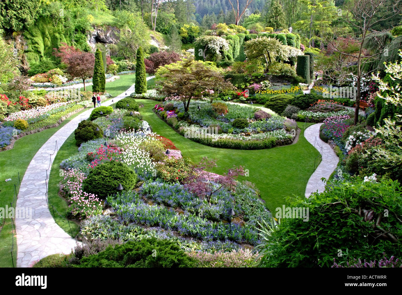 LANDSCHAFTSANSICHT DER BUCHART GÄRTEN IN VICTORIA AUS HOHEN PONT Stockfoto