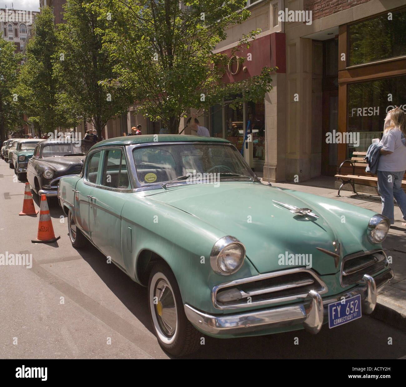 Chapel Street, New Haven, Connecticut, USA, 1950er Jahre Makeover für neuen Indiana Jones Film Stockfoto