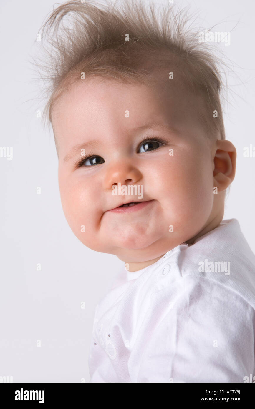 Baby-Portrait mit speziellen Frisur Stockfoto