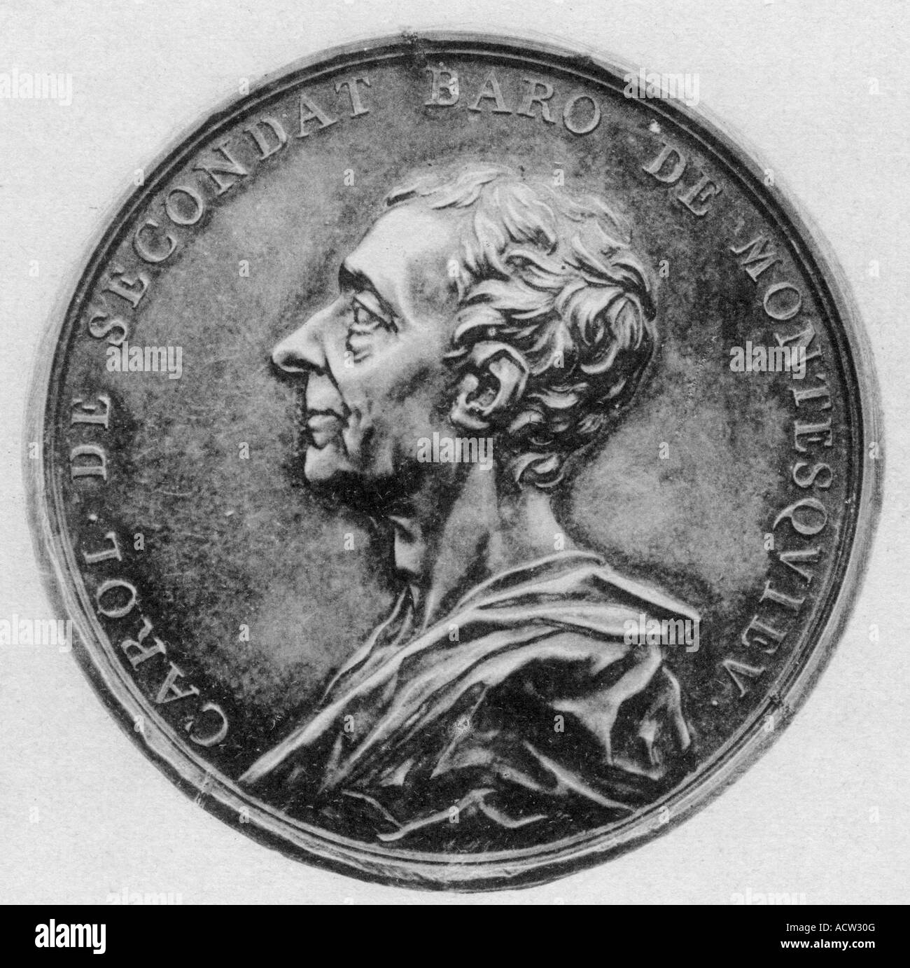 Montesquieu, Charles Baron de, 1689 - 1755, französischer Philosoph, Begründer des Konstitutionalismus, Originalmedaille, 1743, Stockfoto