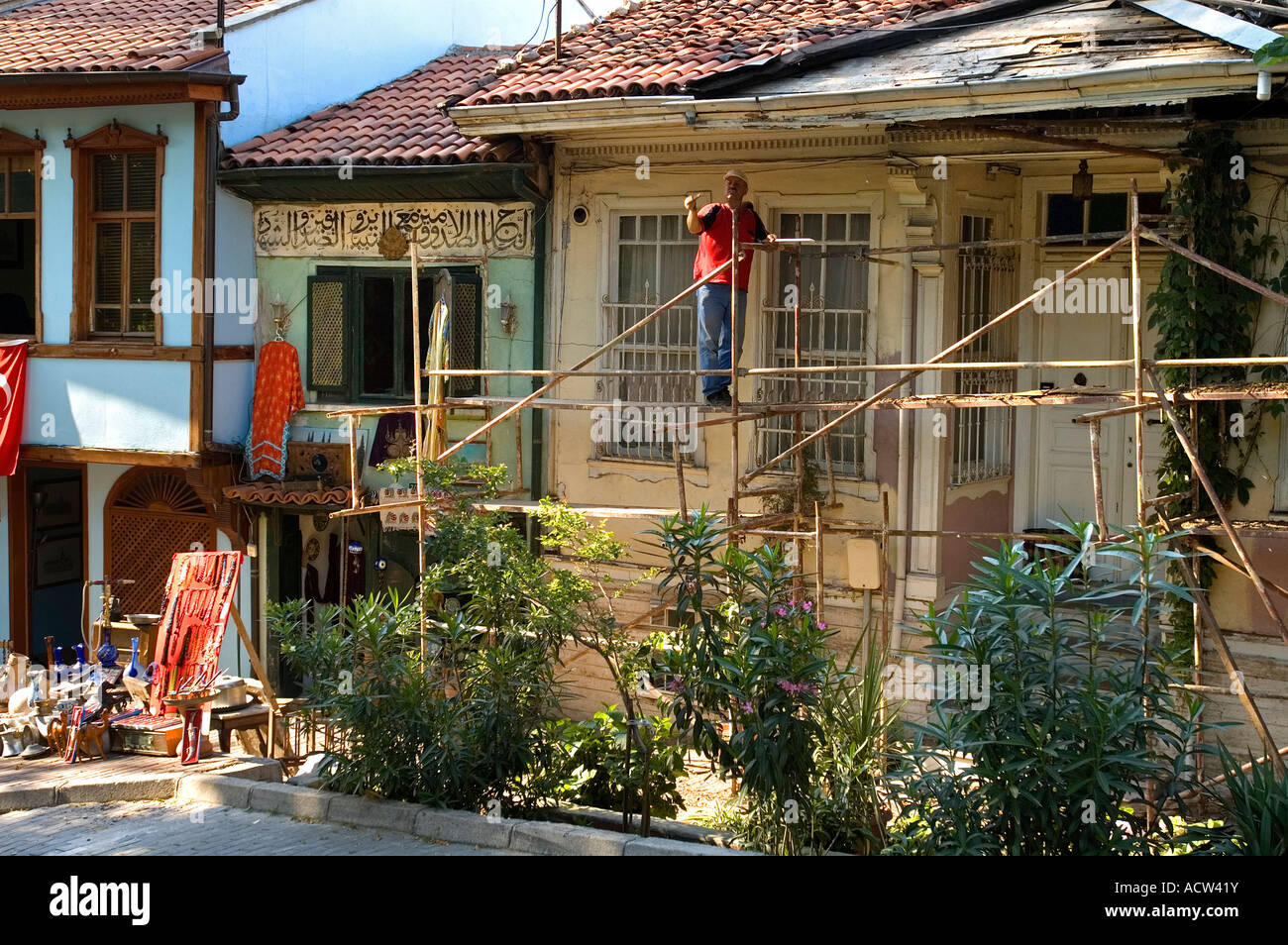 Ein historisches Haus Restaurierung, Bursa, Türkei Stockfoto