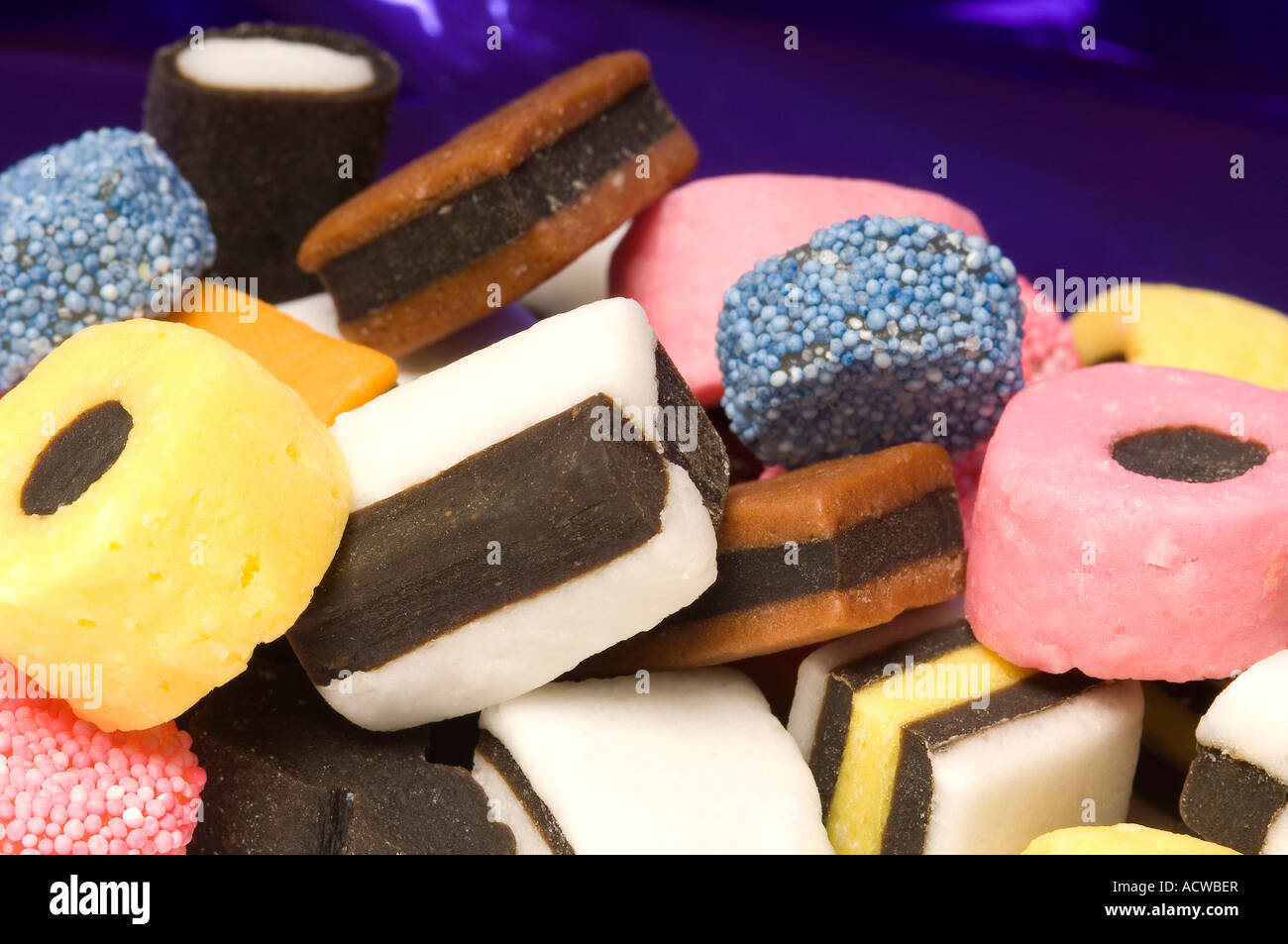 Lakritze Lakritz Allsorts Süßigkeiten Close up Süßigkeiten süß Stockfoto