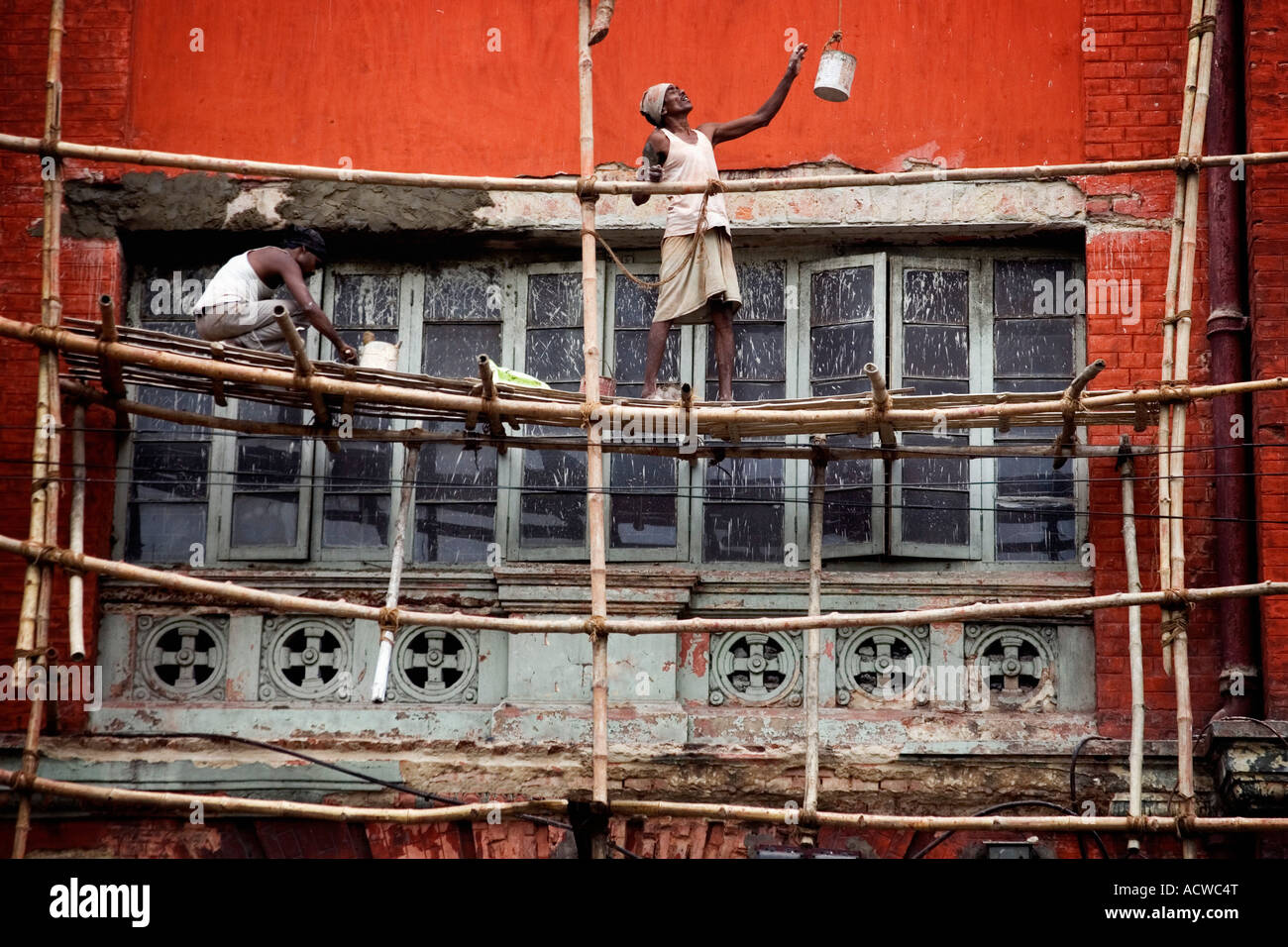 Bambus-Gerüst an einem Standort Bulding Kalkutta Kolkata Indien Stockfoto
