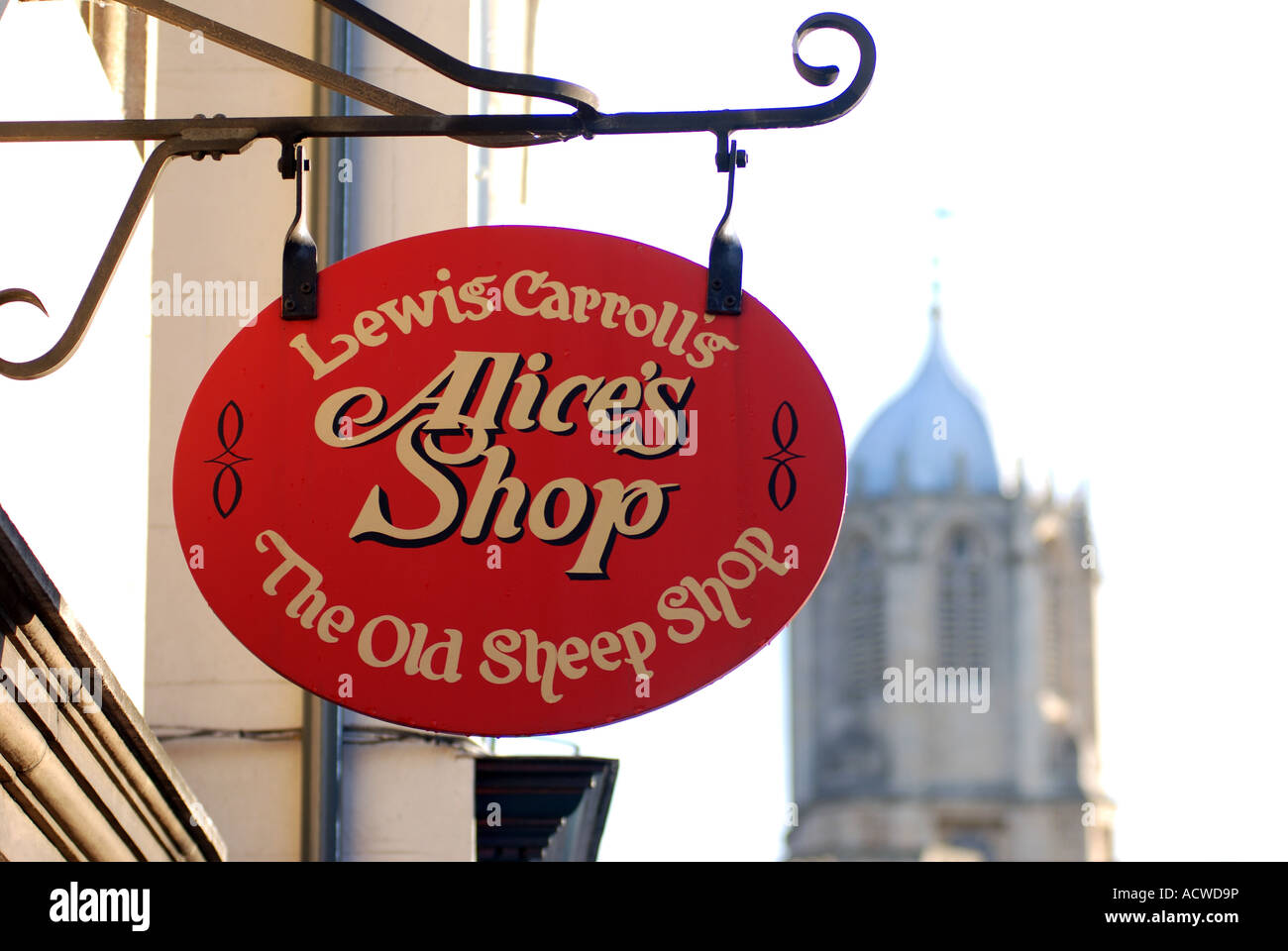 Alices Shop Zeichen, Oxford, Oxfordshire, England, UK Stockfoto