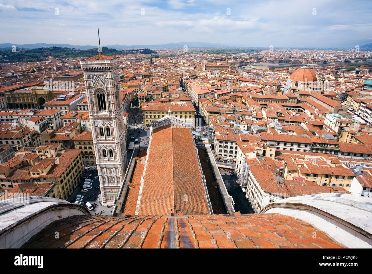 Florenz Duomo von Brunelleschi s Dome Blick auf Kathedrale und Glockenturm Campanile Florenz Toskana Italien Italia Europa E Stockfoto