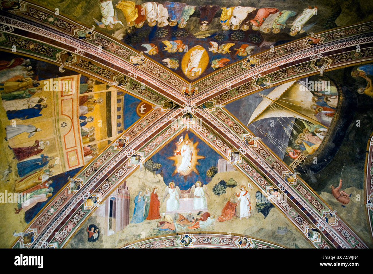 Florenz Santa Maria Novella spanische Kapelle Capelloni Degli Spagnoli Decke Fresken im Gewölbe von Andrea di Bonaiuto 1365 bis 1367 Stockfoto