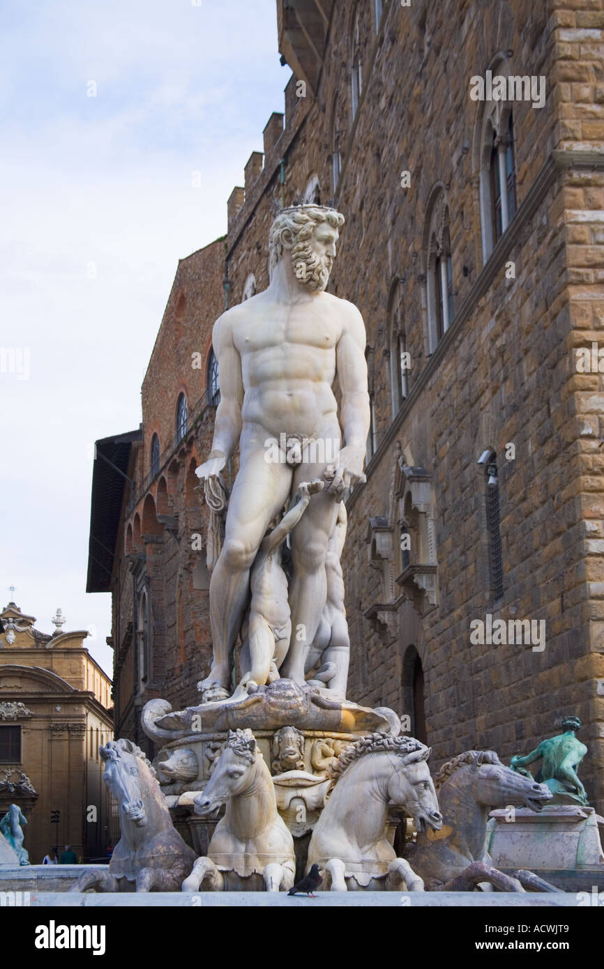 Neptun-Statue Piazza della Signora Florence Tuscany Italien Italia Europa EU Stockfoto