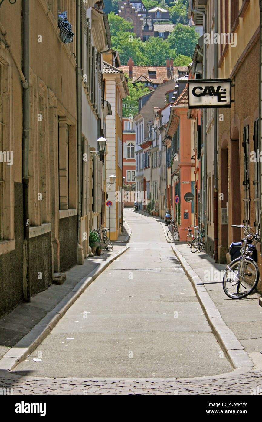 Gasse in der Altstadt von Heidelberg, Deutschland, Baden-Württemberg, Heidelberg Stockfoto