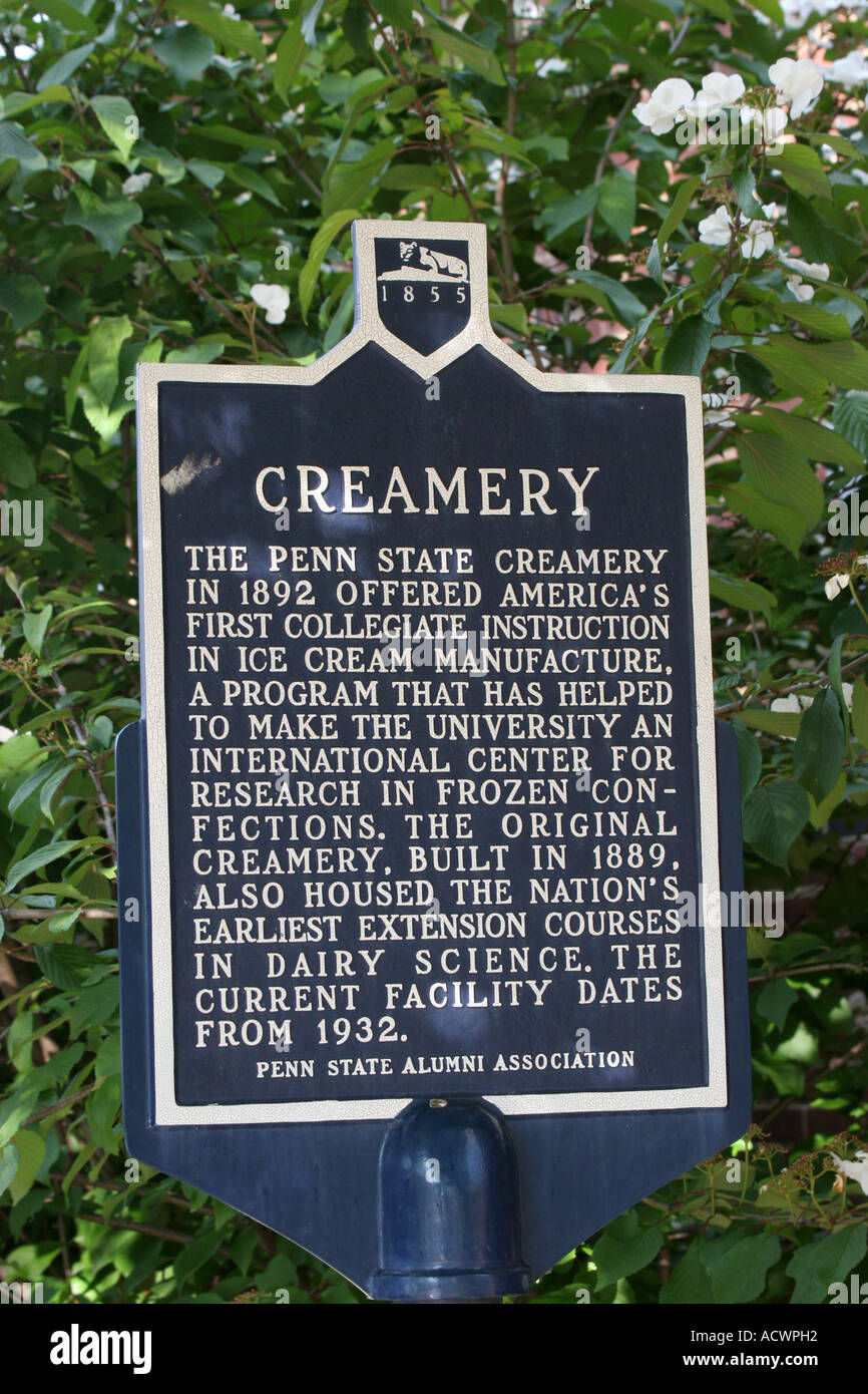 Molkerei zu unterzeichnen, Pennsylvania State University Campus USA Stockfoto