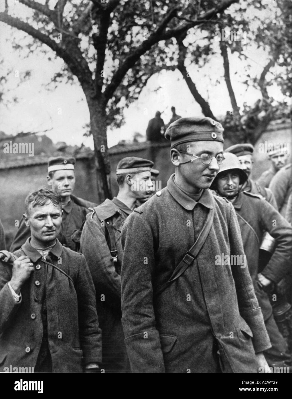 WWI deutsche Häftlinge gefangen durch die amerikanischen Truppen in 1918 Ort unbekannt Stockfoto