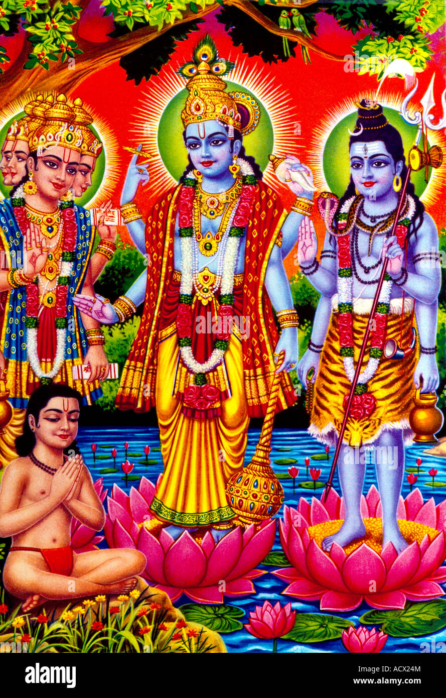Vishnu & Shiva & Trimurti Stockfoto
