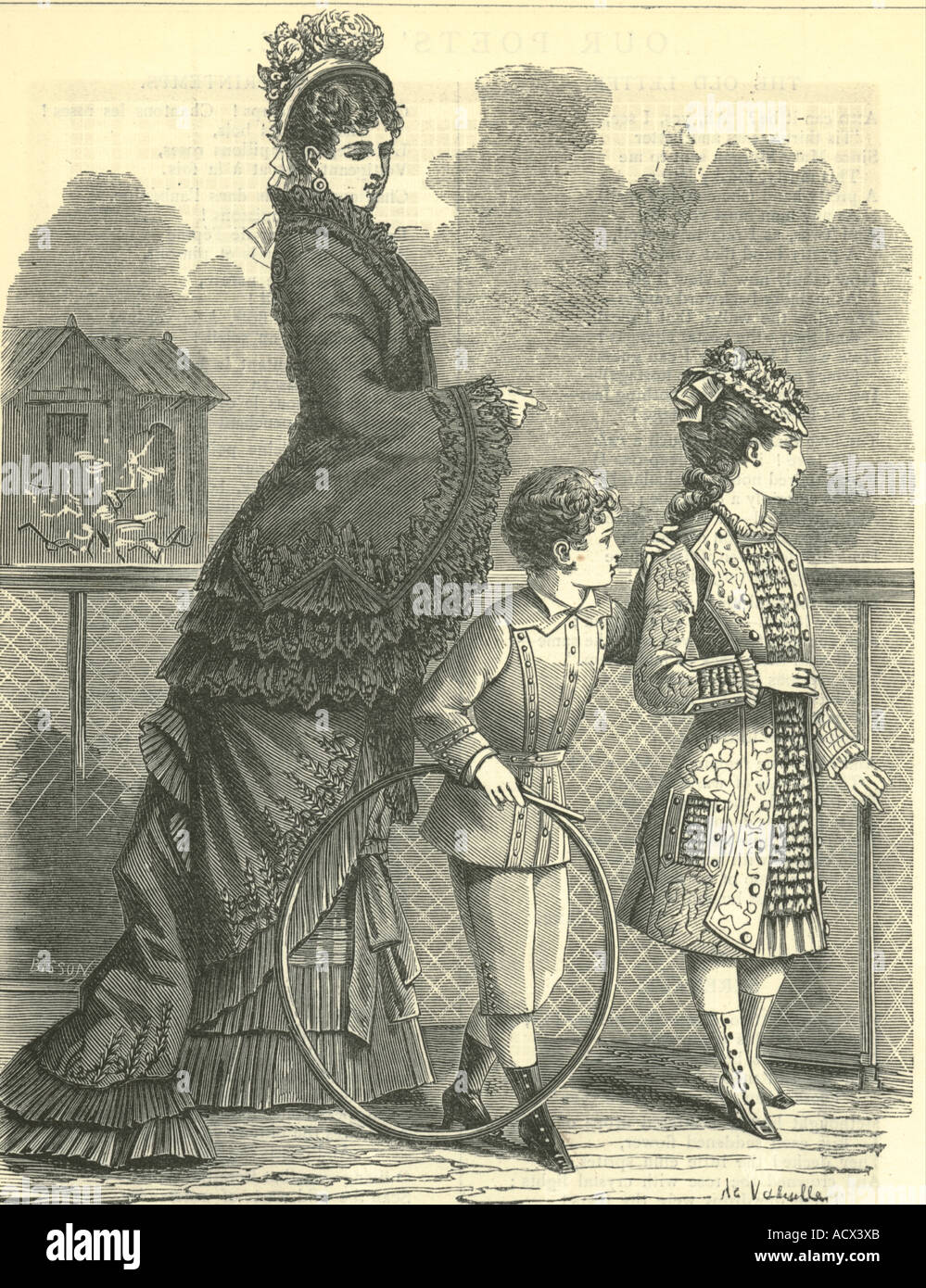Mode-Platte für die "Promenade und Kinder Kostüme" (junge von sechs) 1879 Stockfoto