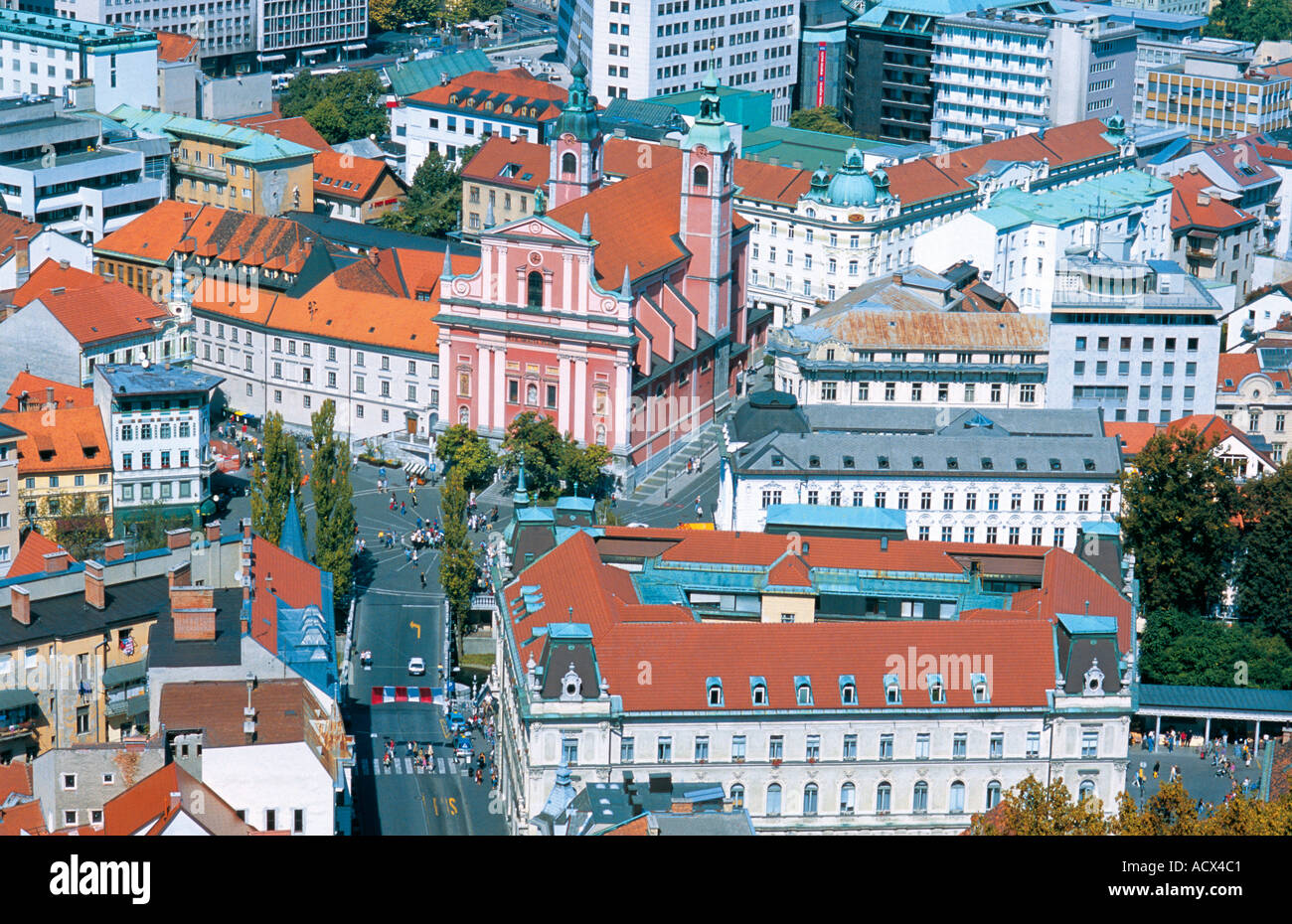 Blick von der Burg zum Zentrum von Ljubljana, Slowenien Stockfoto