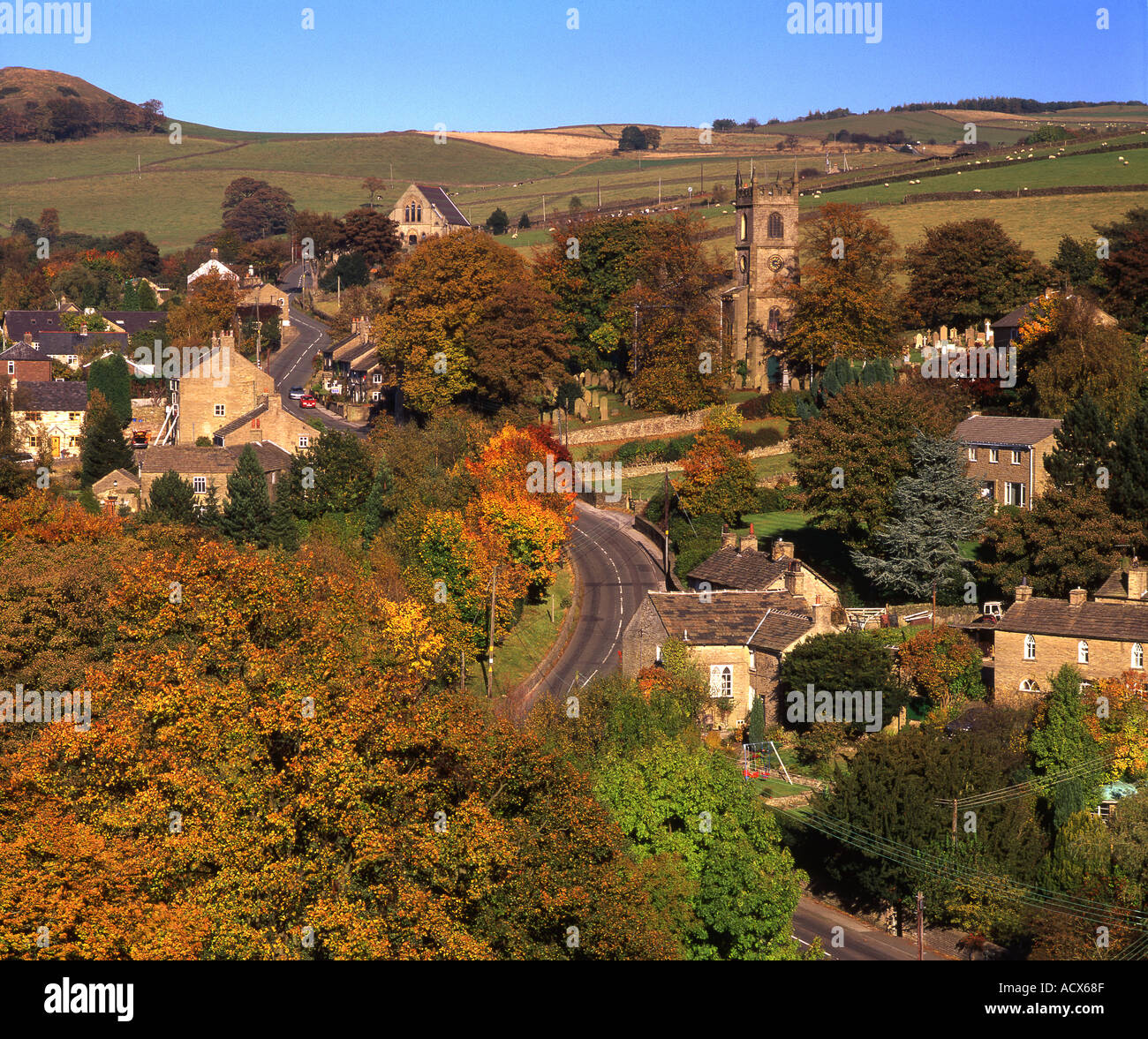 Rainow Dorf im Herbst in der Nähe von Macclesfield Peak District National Park Cheshire England UK Stockfoto