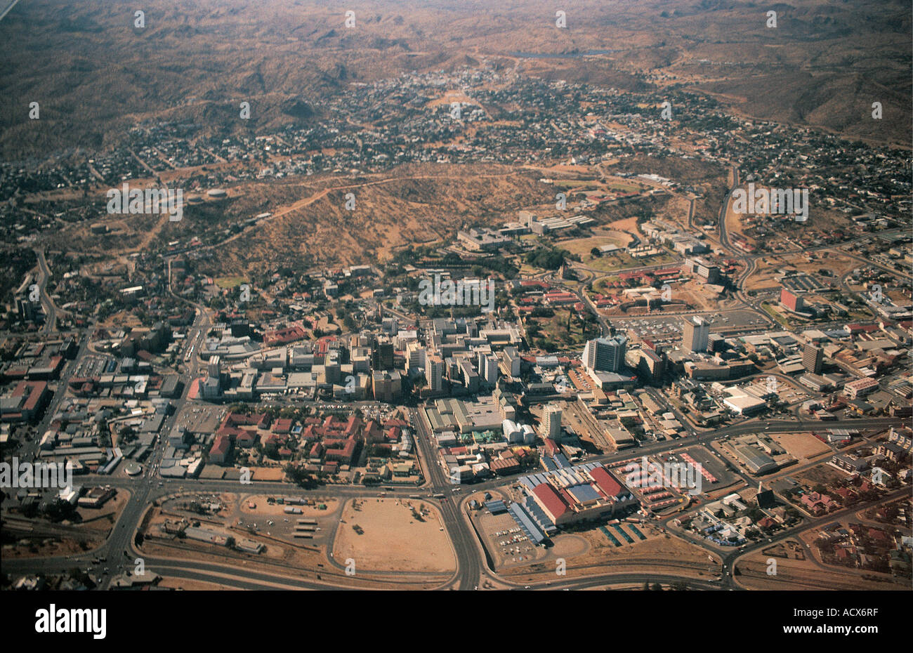 Luftbild von der Innenstadt von Windhoek Namibia Südwest-Afrika Stockfoto