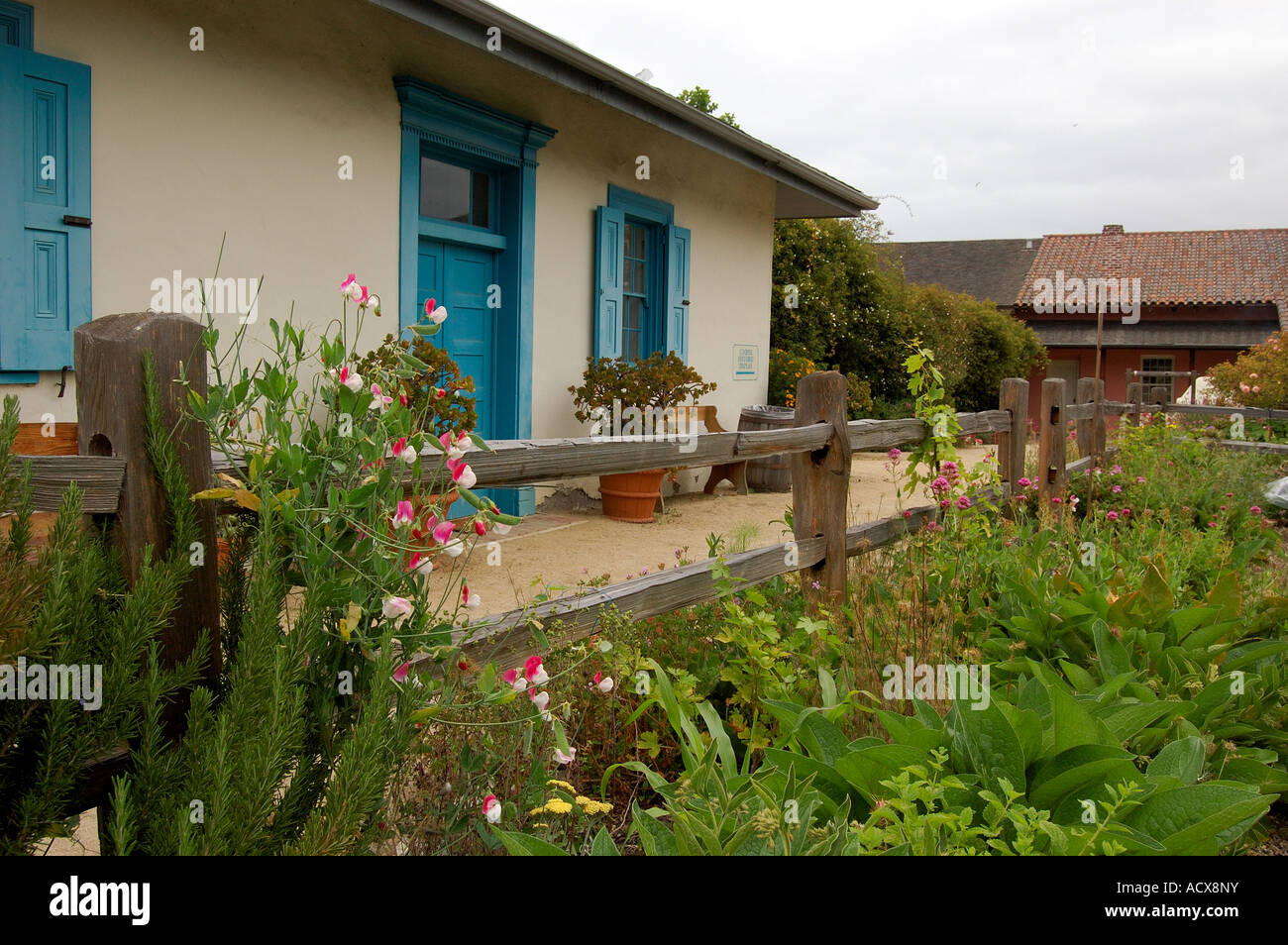 Garten im historischen Museum von Cooper Haus Monterey in Kalifornien Stockfoto