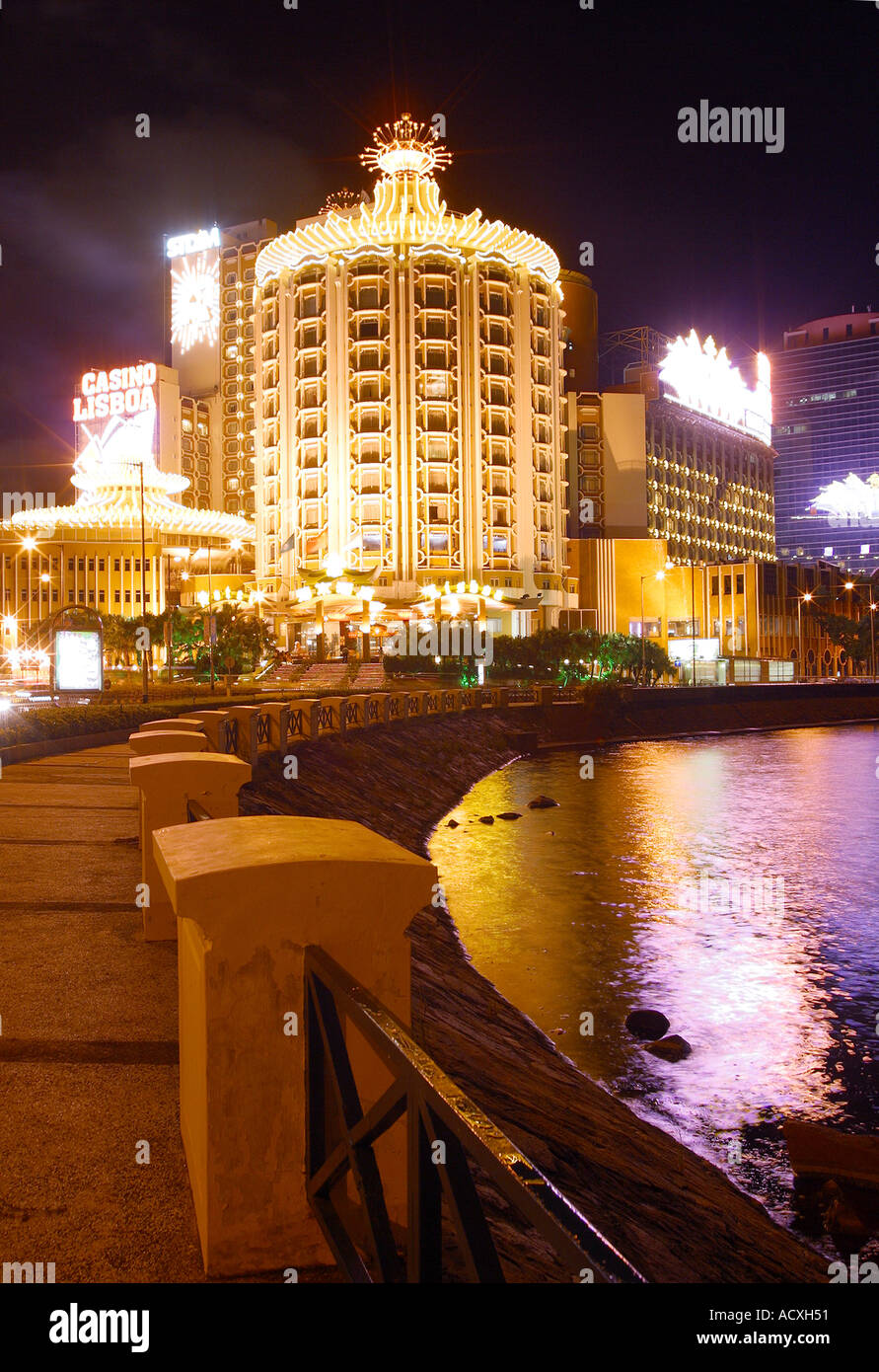 Neon-Schilder von Casino Lisboa Macau China North East Asia Stockfoto