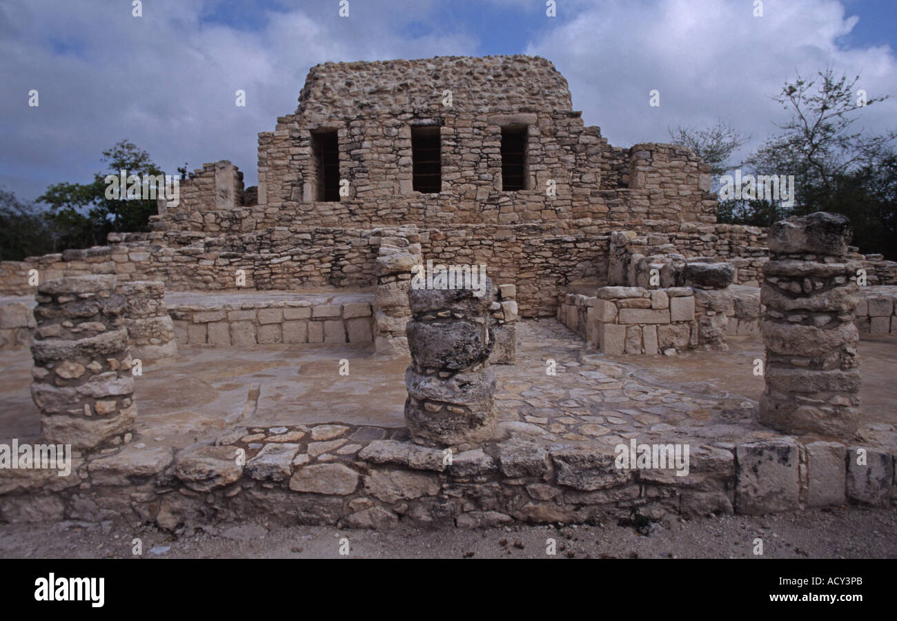 Tempel der Krieger Mayapan Mexiko Mittelamerika Stockfoto