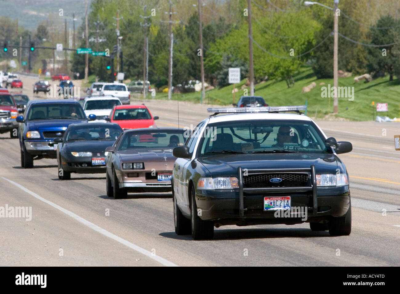 Polizei-Auto in Eagle Straßenverkehr in Eagle, Idaho. Stockfoto