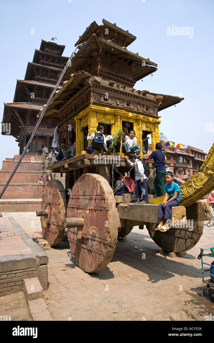 Traditionelle Nepali Neujahr Wagen. Taumadhi Tole.Bhaktapur.Nepal Stockfoto