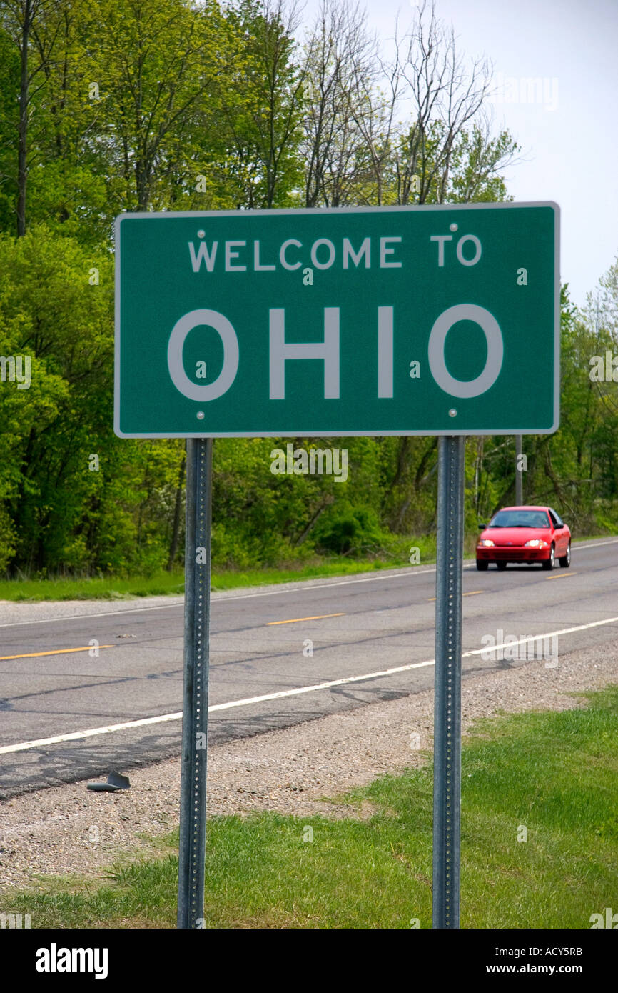 Willkommen in Ohio Zeichen ist an m-99 Michigan und Ohio Grenze im Nordwesten von Ohio. Stockfoto