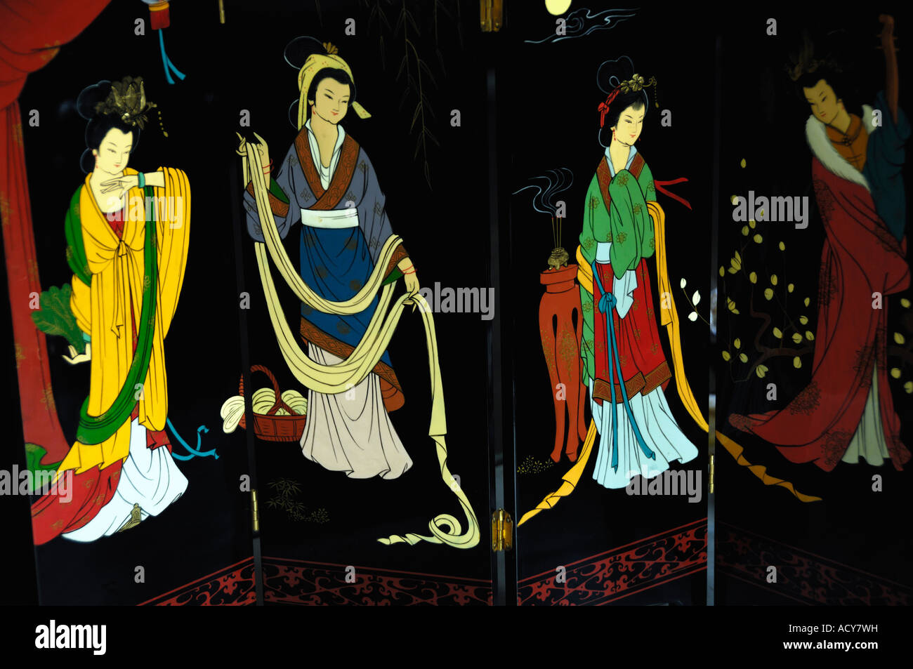 Legendären vier Schönheiten auf einem Lackarbeiten in Pingyao Shanxi China 2007 Stockfoto