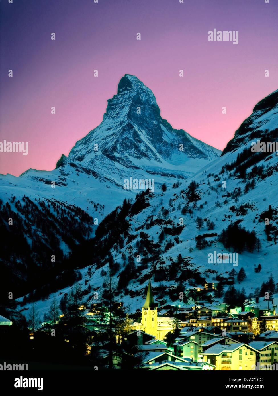 Schweiz Wallis Zermatt montieren Matterhorn Sonnenuntergang Stockfoto