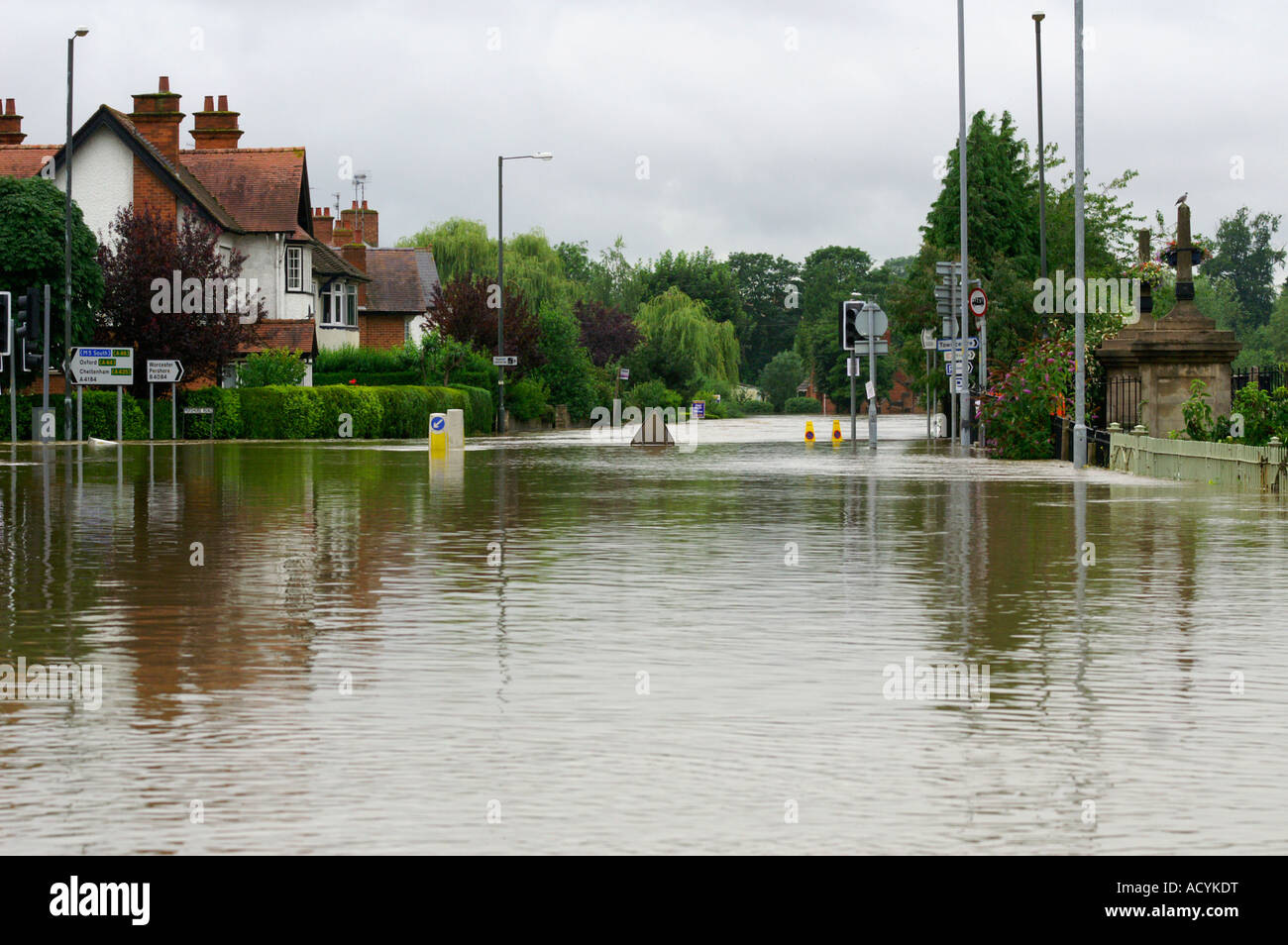 überflutete Evesham Straßen, Worcestershire, UK Stockfoto